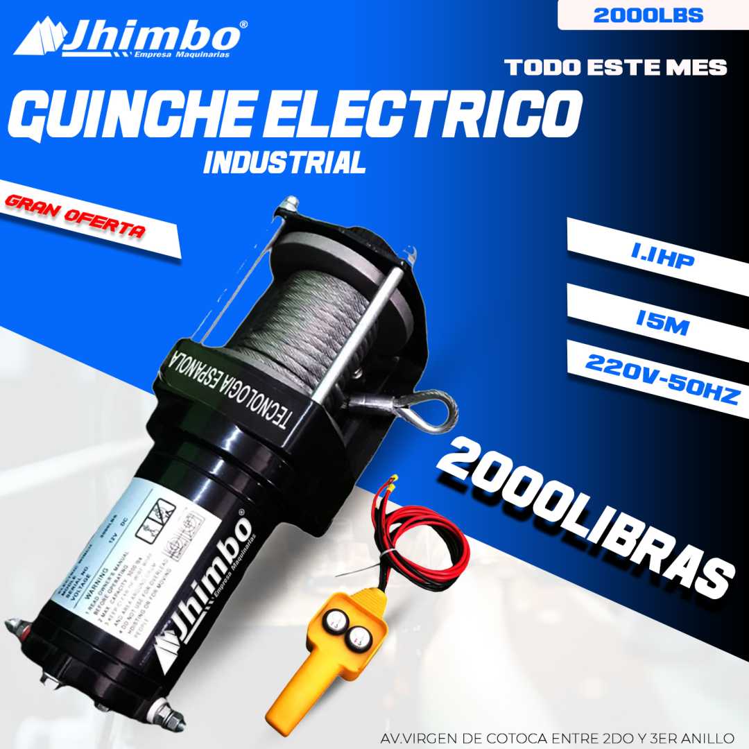 GUINCHE ELECTRICO 12V 2000LBS INDUSTRIAL BOLIVIA