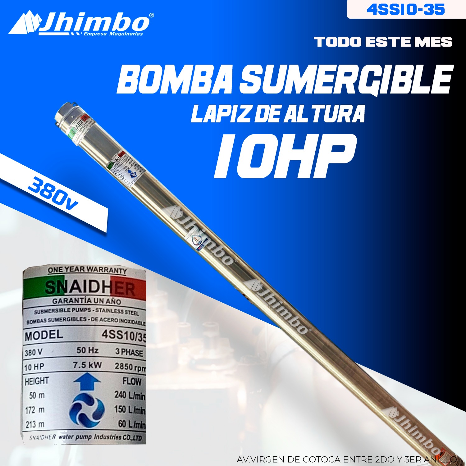 Bomba sumergible 10hp de altura bolivia - Imagen 1