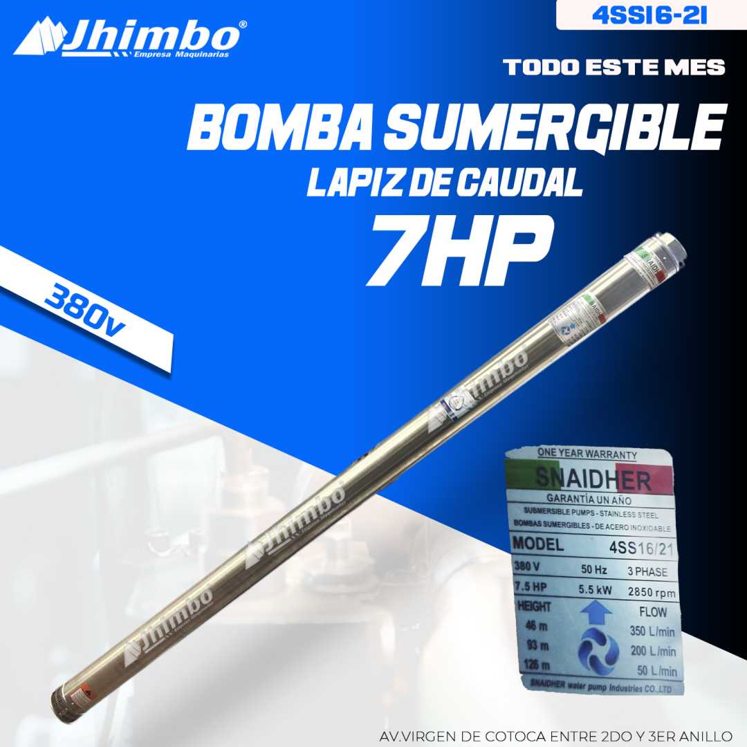 Bomba sumergible lapiz De Caudal 7Hp Bolivia - Jhimbo Importadora