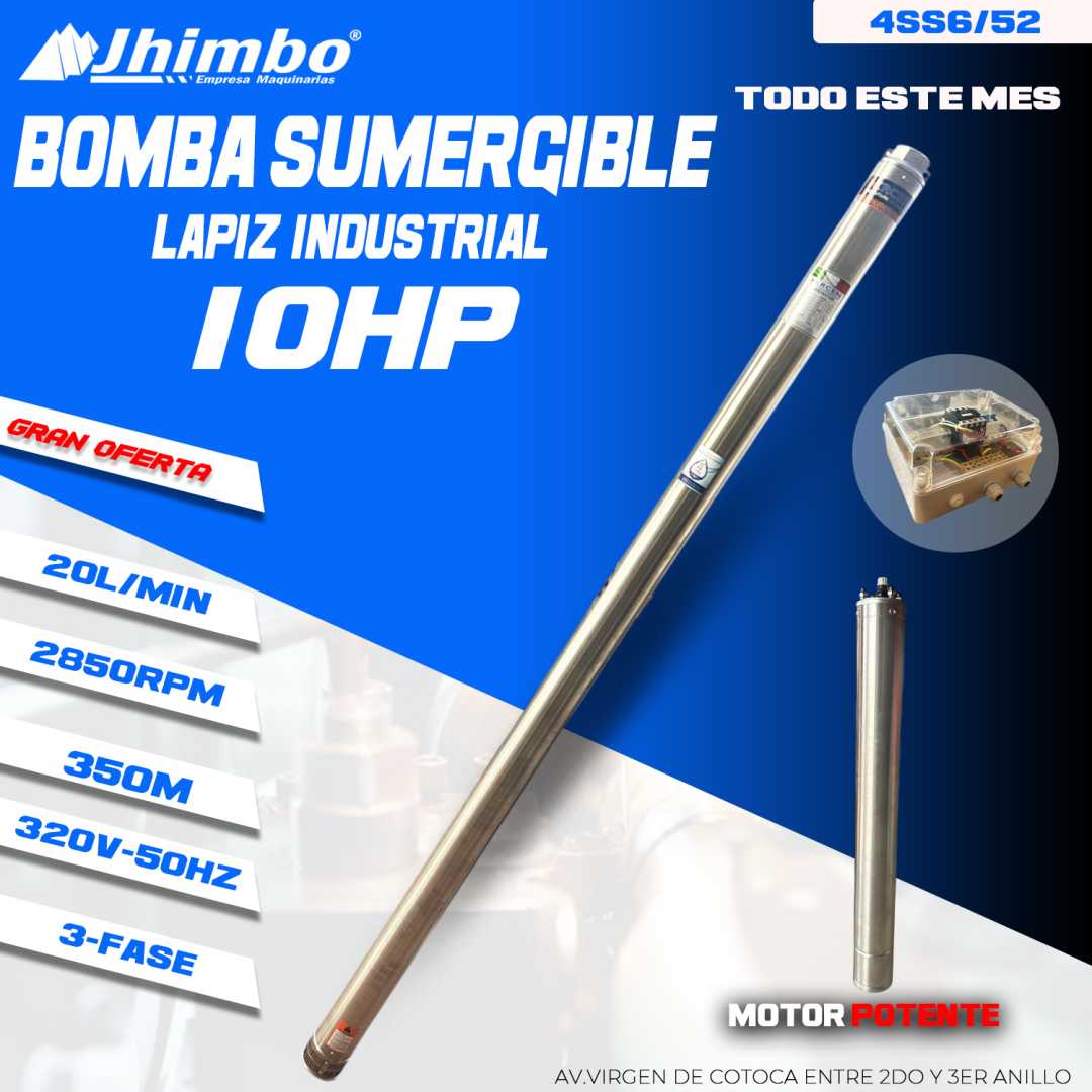 Bomba de agua lápiz 10HP Bolivia - Jhimbo Importadora
