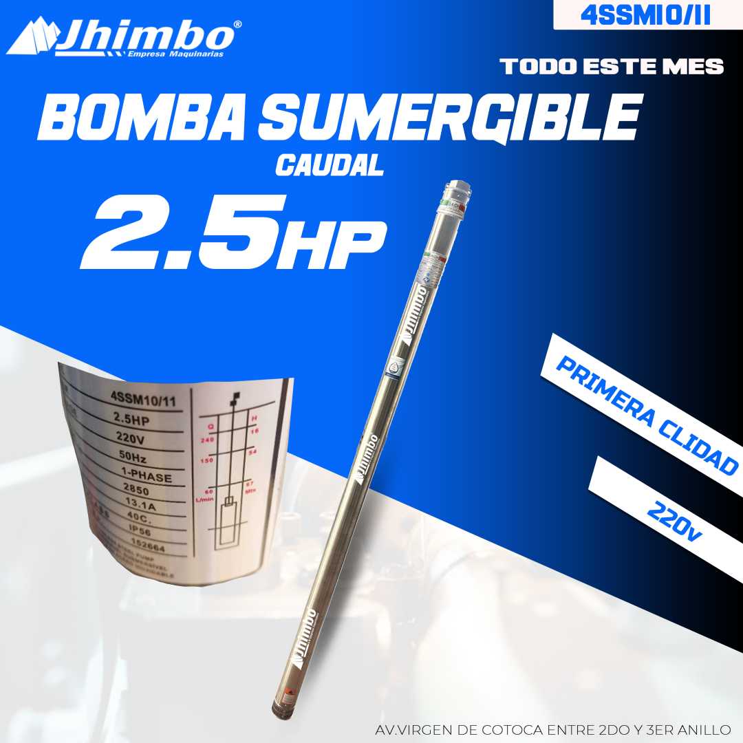 Bomba sumergible 2.5 Caudal vercion pro Bolivia - Jhimbo Importadora