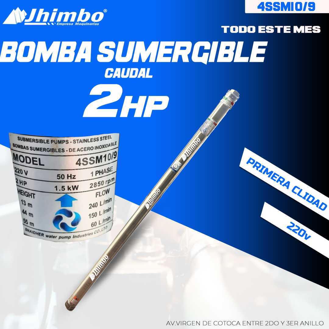 Bomba sumergible 2hp de caudal bolivia