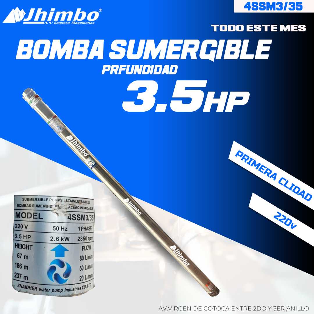 Bomba sumergible 3.5hp de altura bolivia