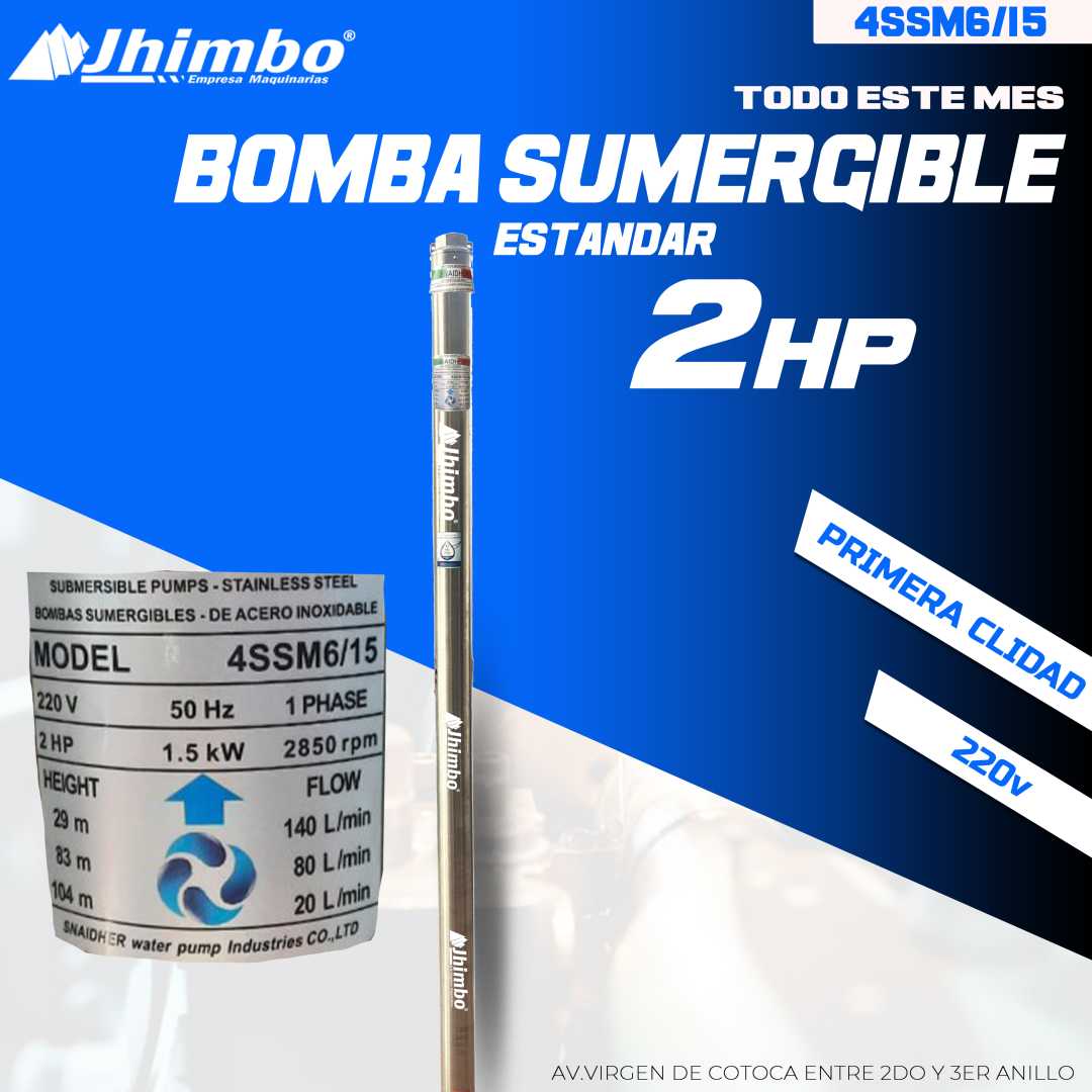 Bomba sumergible 2HP Bolivia - Jhimbo Importadora