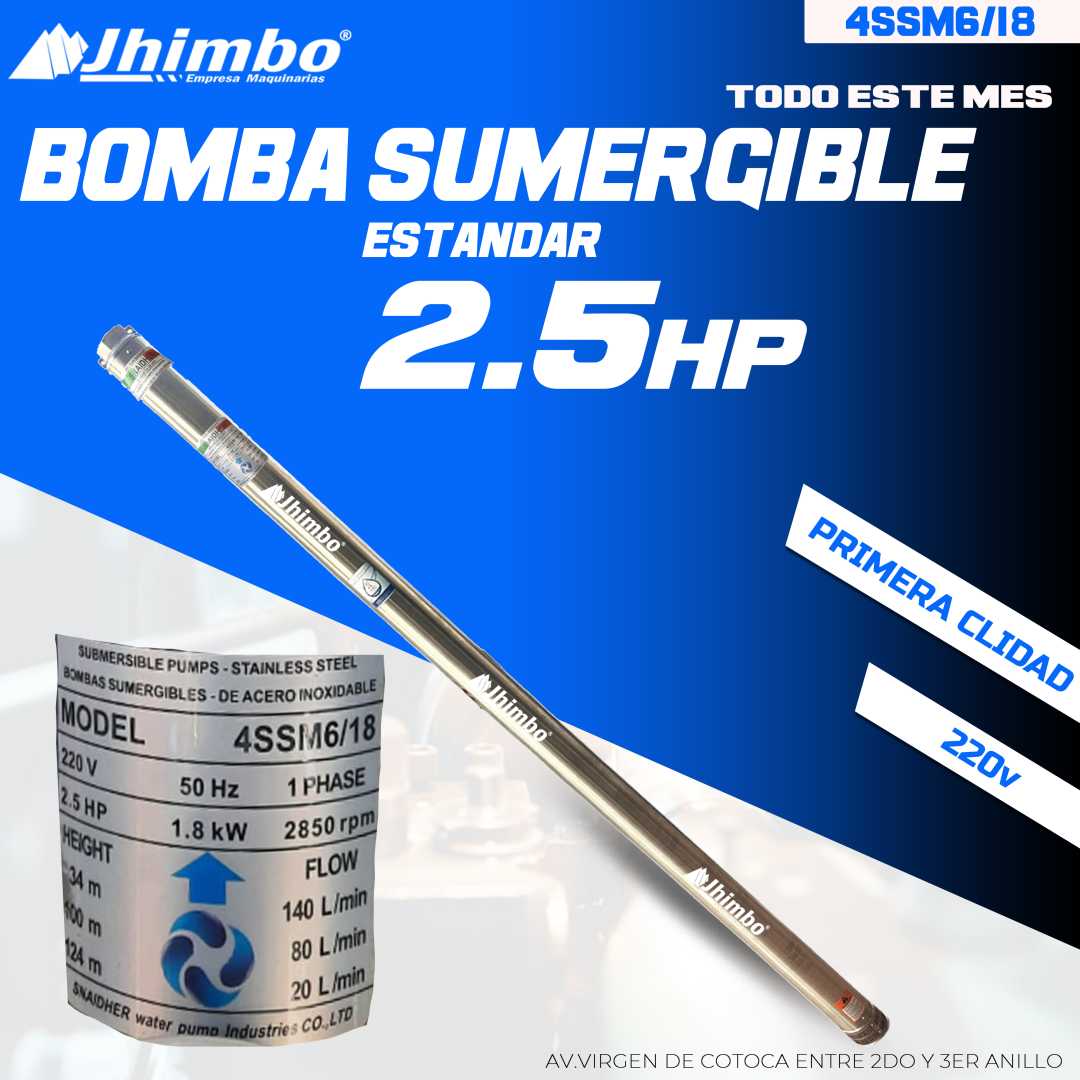 Bomba sumergible 2.5HP Bolivia - Jhimbo Importadora