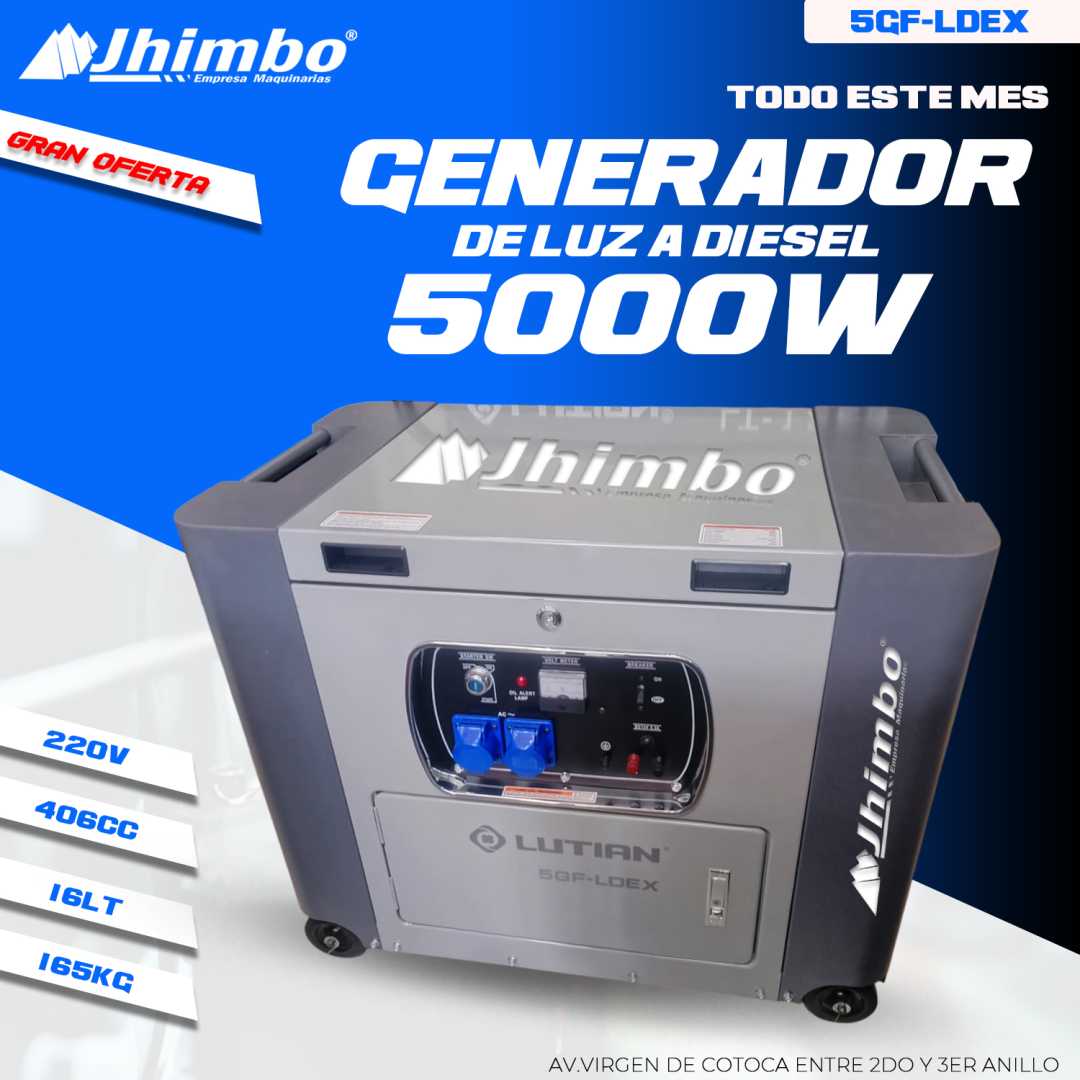 Generador de luz 5.0kW Bolivia - Jhimbo Importadora
