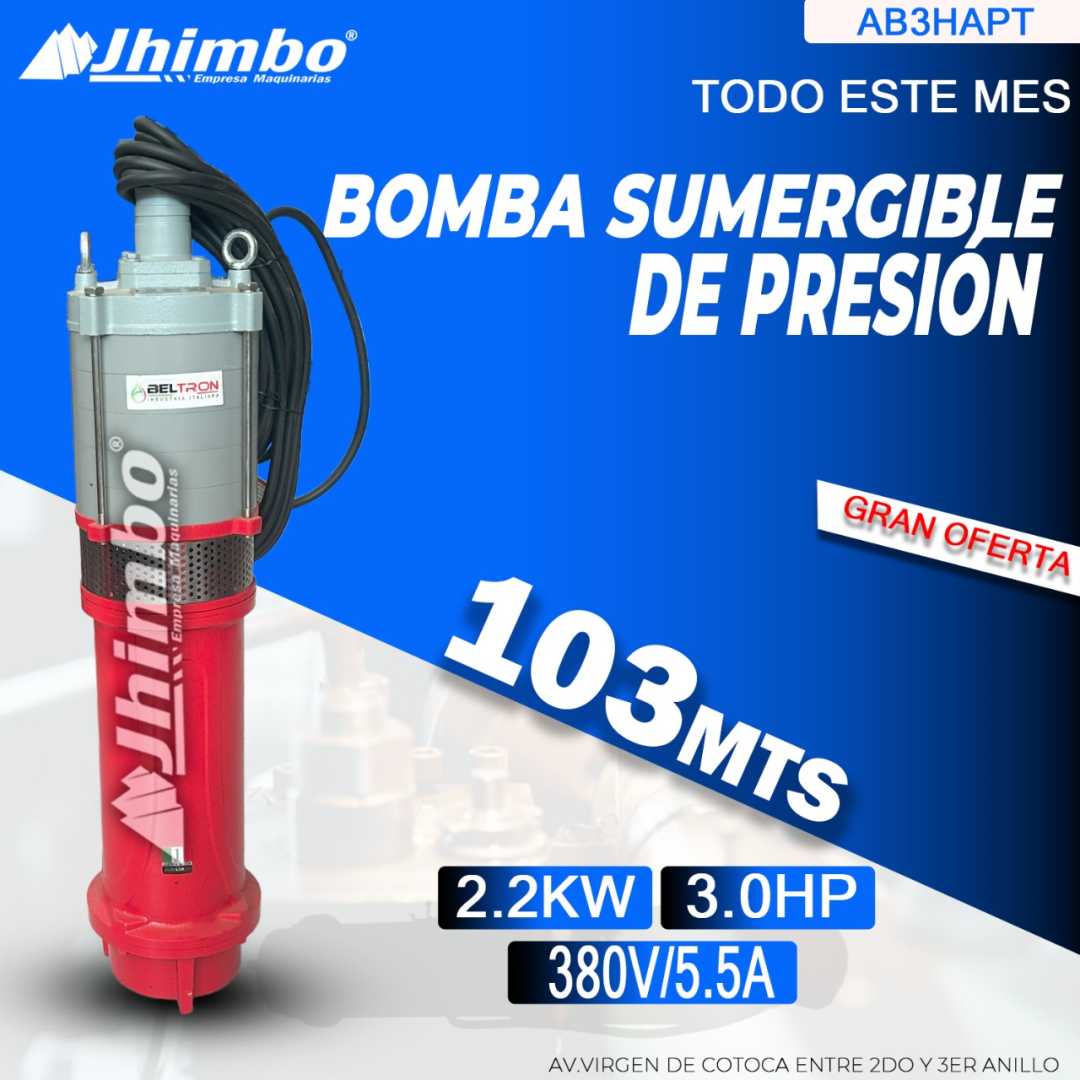 Bomba sumergible de presión 3HP Bolivia