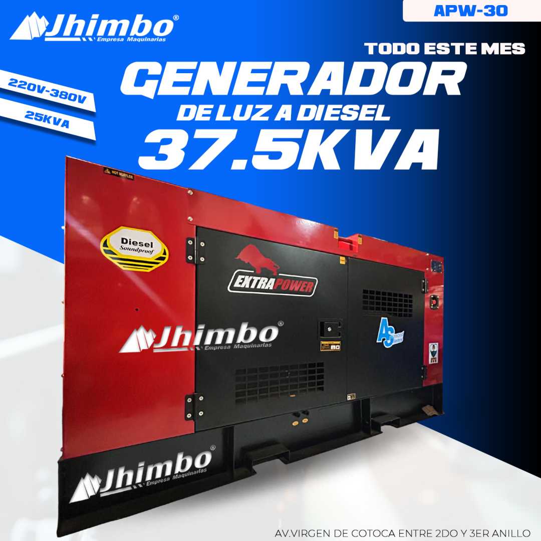 Generador eléctrico diesel 37Kva Santa Cruz - Jhimbo Importadora