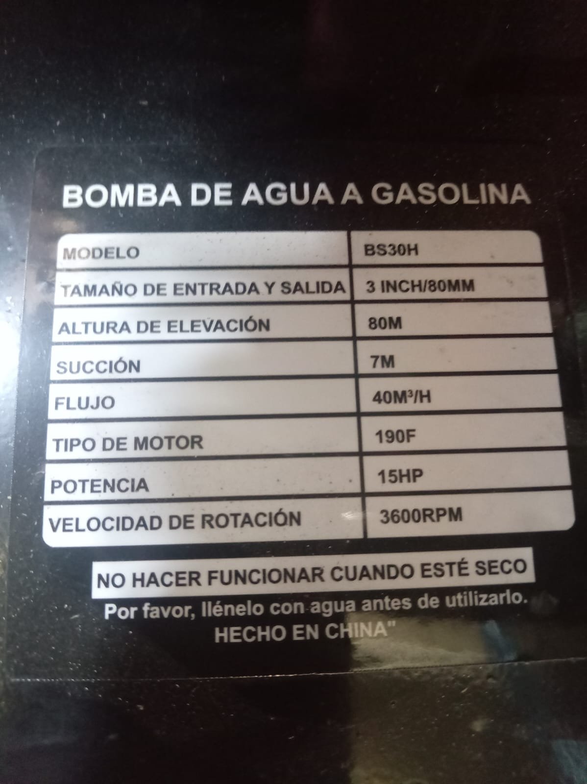 BOMBA DE AGUA A GASOLINA 15 HP BOLIVIA - Imagen 2