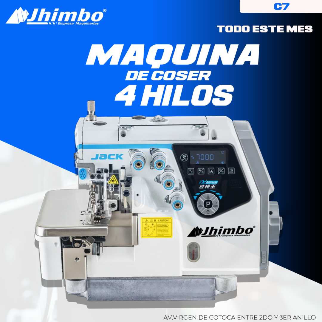 Máquina de Coser Overlock Industrial Jack C7 (4 Hilos, Automática) Bolivia