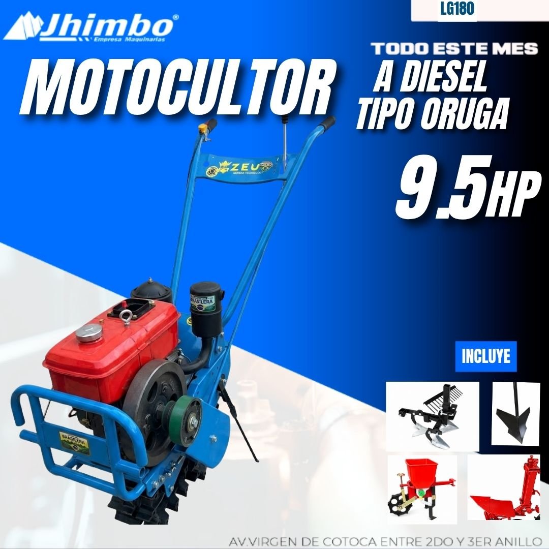 MOTOCULTOR ORUGA A DIESEL 9,5 HP CON 5 ACCESORIOS BOLIVIA - Jhimbo Importadora