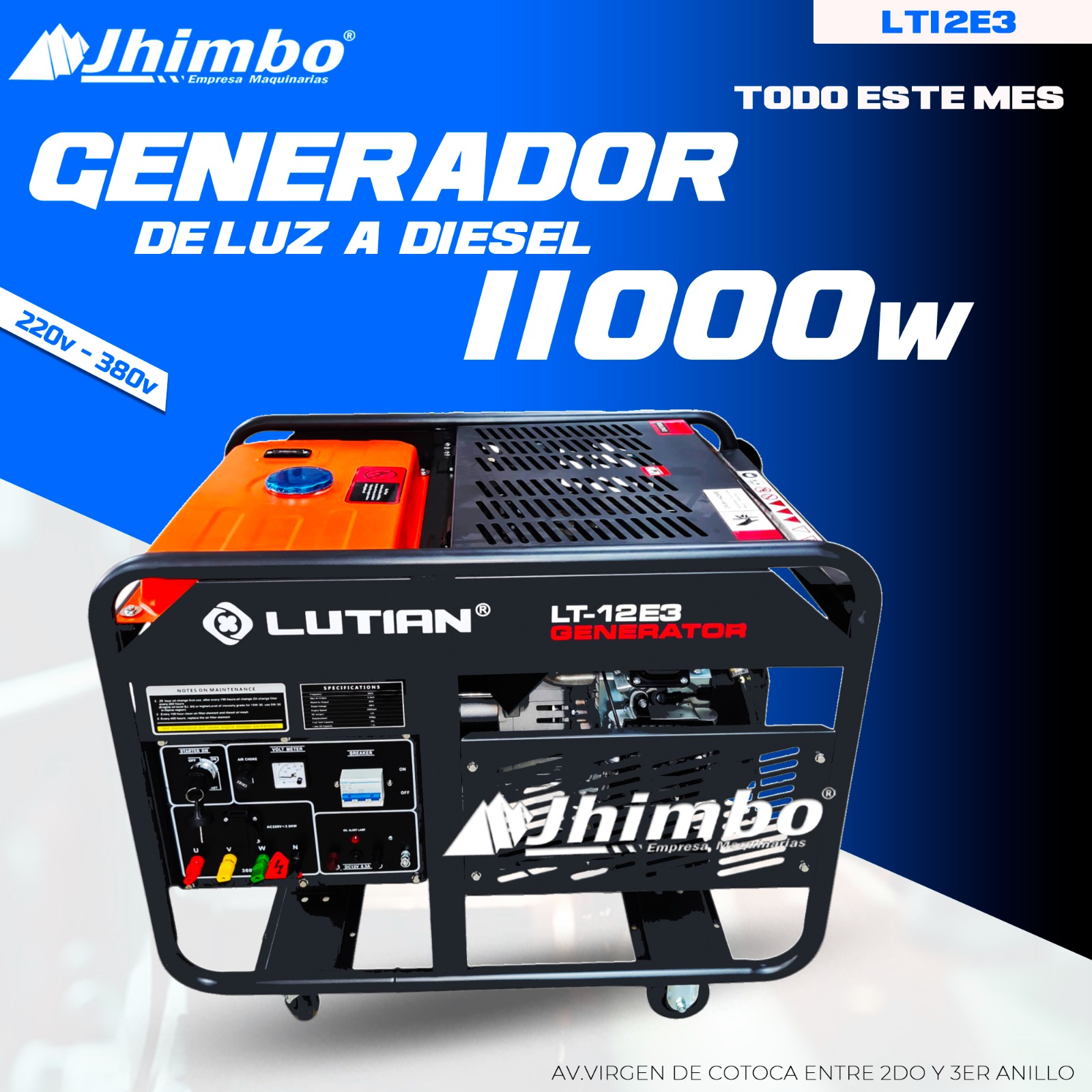 Generador electrico 11.0kW 220V/380V Bolivia - Jhimbo Importadora