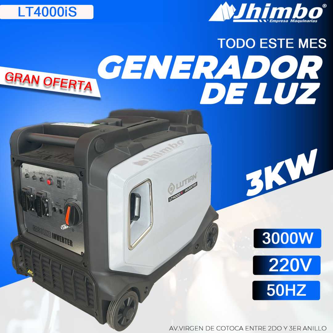 Generador de luz inverter 3.0kW Bolivia