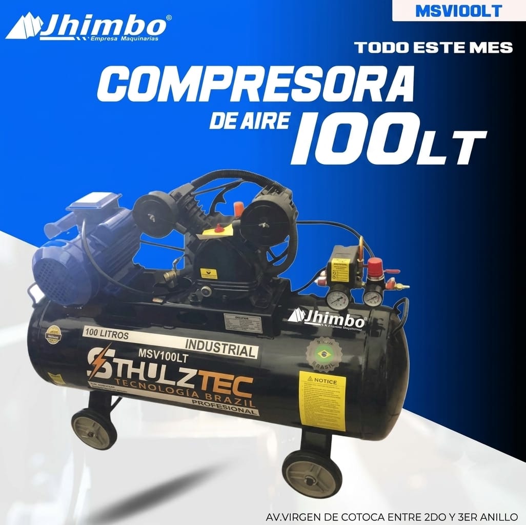 COMPRESORA DE AIRE 100 LITROS A CORREA INDUSTRIAL Bolivia - Imagen 1