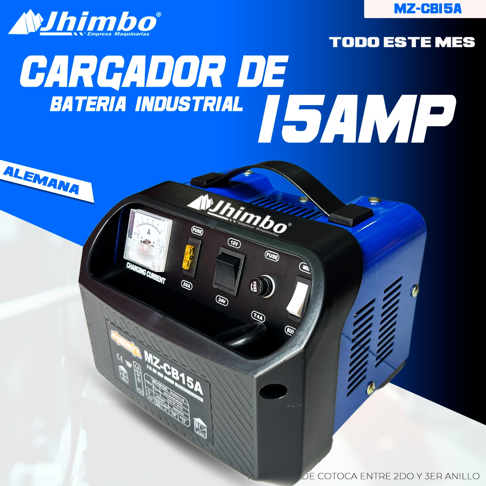 Cargador de bateria 15A Santa Cruz - Jhimbo Importadora