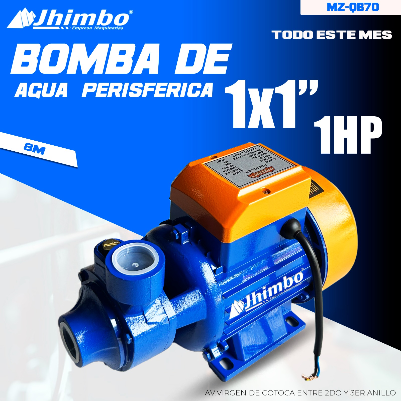 Bomba de agua periferica 0.75HP 1" Santa Cruz - Jhimbo Importadora