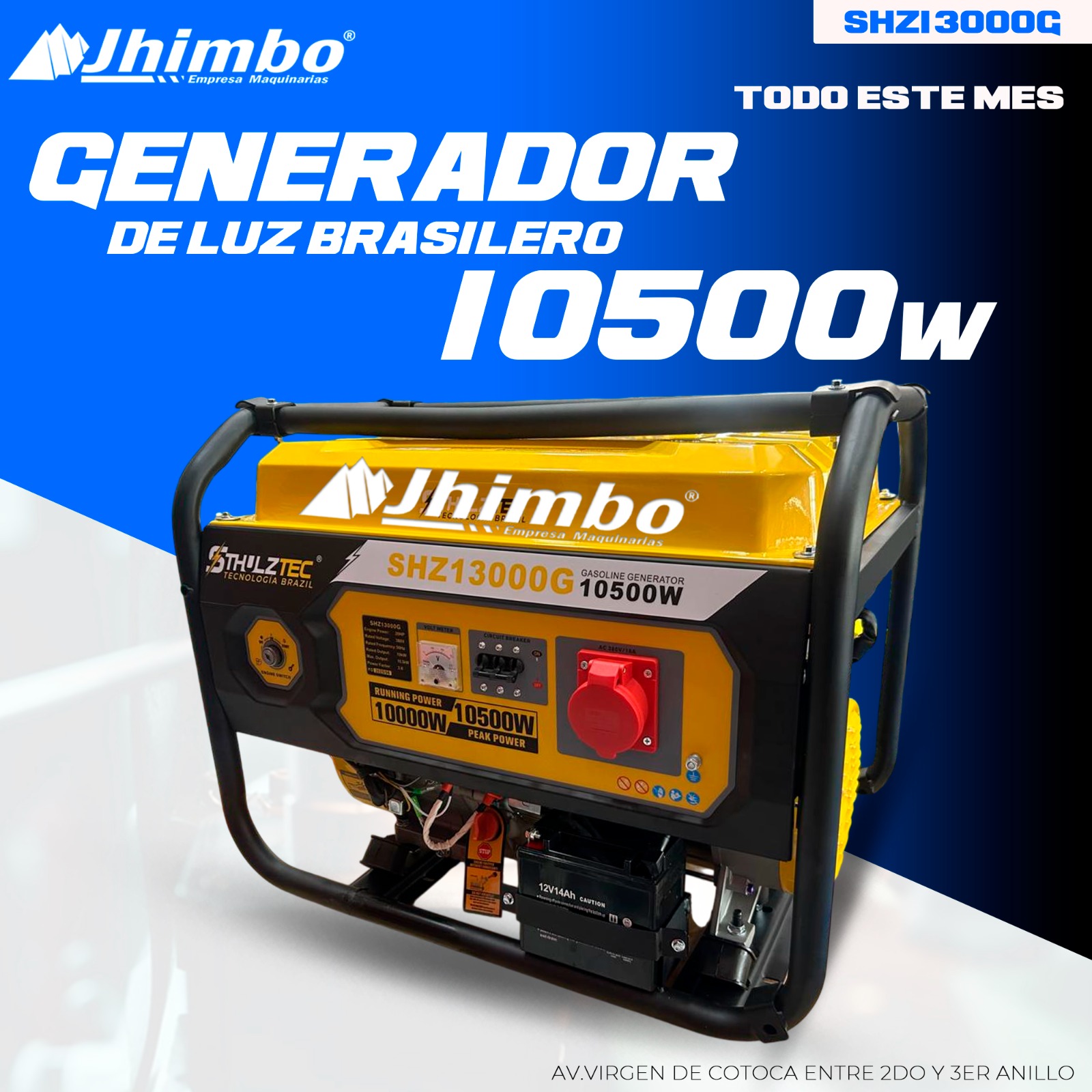 Generador de luz 10.5kW Bolivia - Jhimbo Importadora