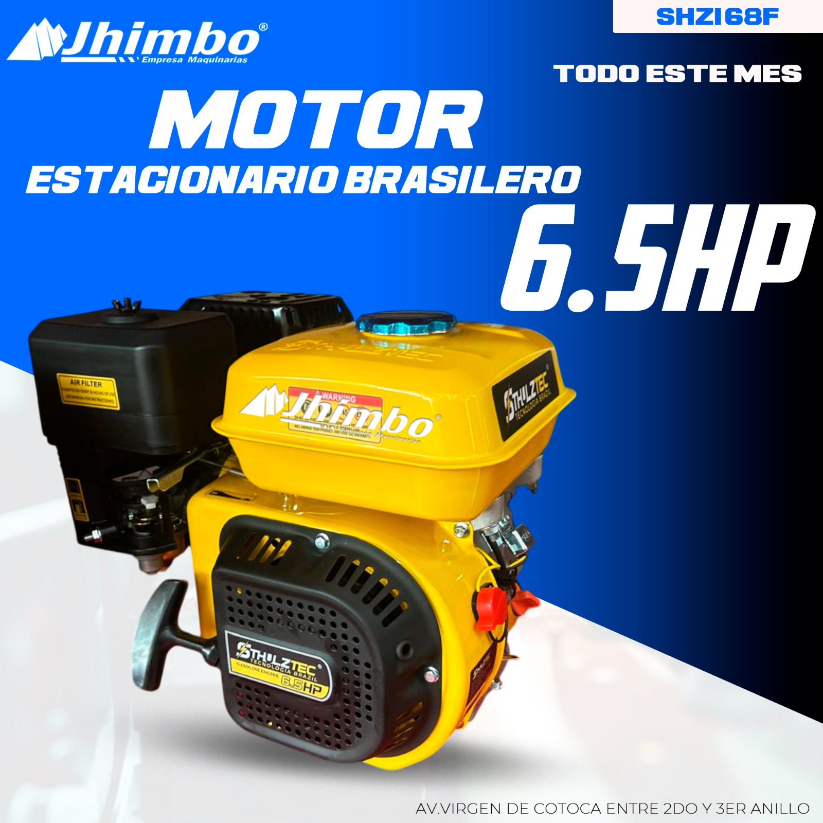 Motor estacionario a gasolina 6.5HP Santa Cruz - Jhimbo Importadora