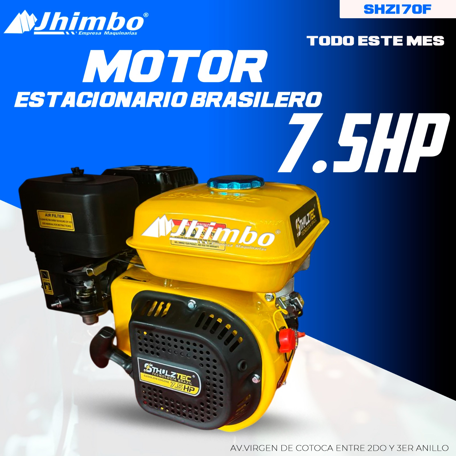 Motor estacionario a gasolina 7.5HP Santa Cruz - Jhimbo Importadora