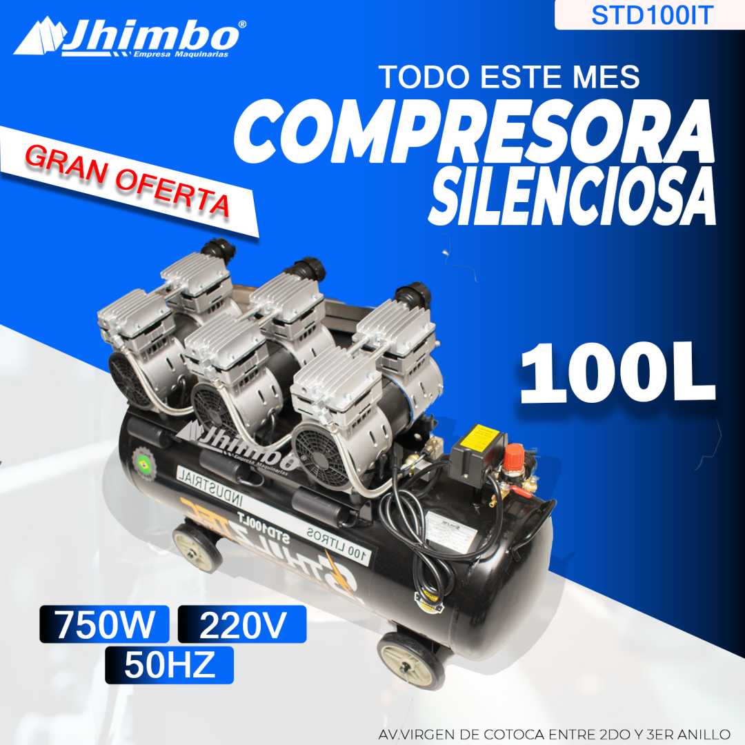COMPRESORA SILENCIOSA 100 LT INDUSTRIAL Bolivia