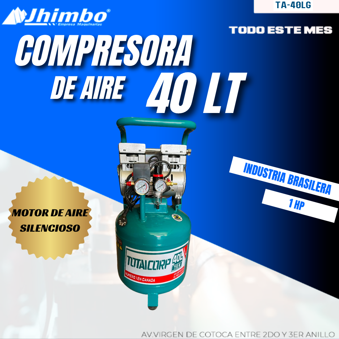 COMPRESORA DE AIRE 40LT SILENCIOSO INDUSTRIAL BOLIVIA