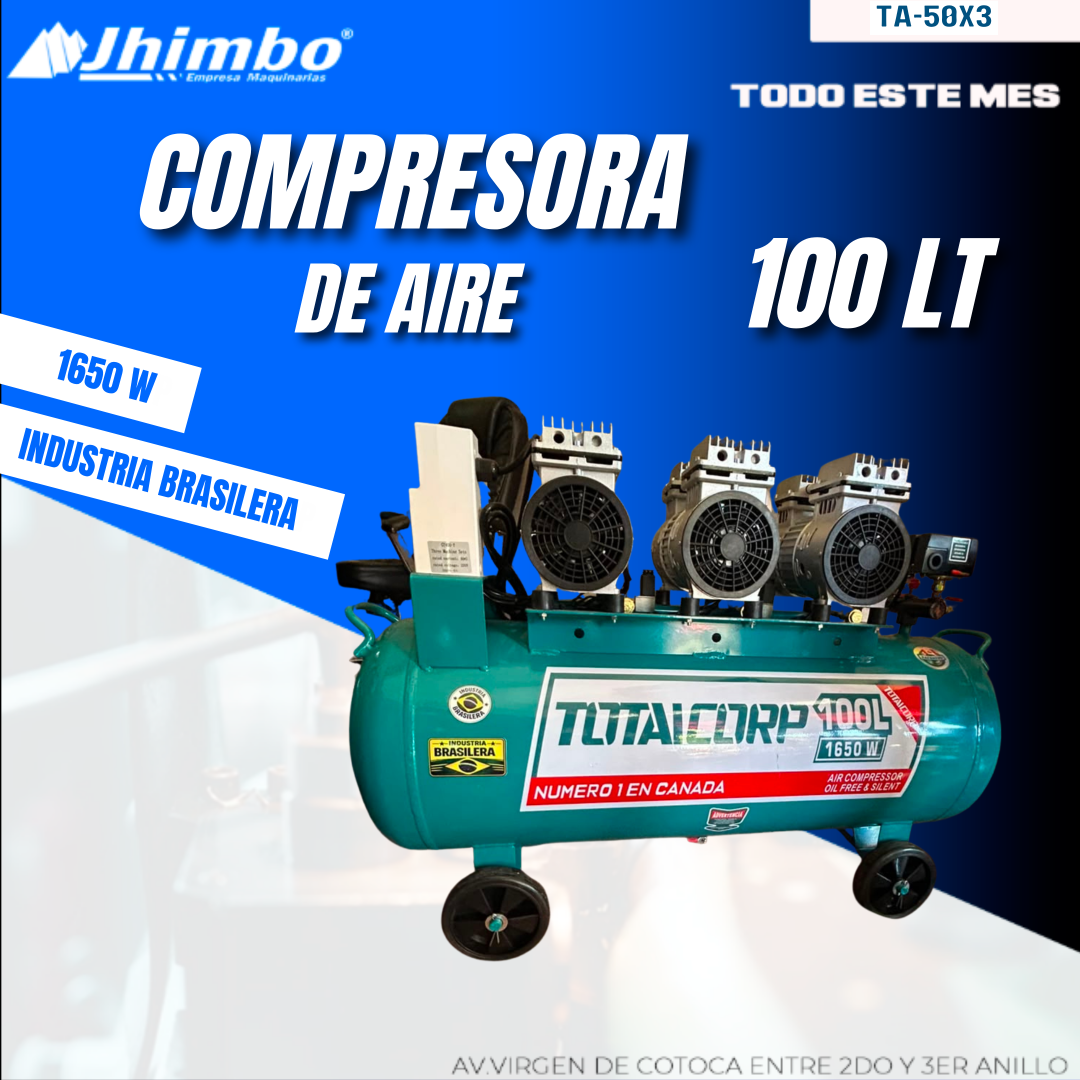 COMPRESORA DE AIRE 100L SILENCIOSO INDUSTRIAL BOLIVIA - Imagen 1