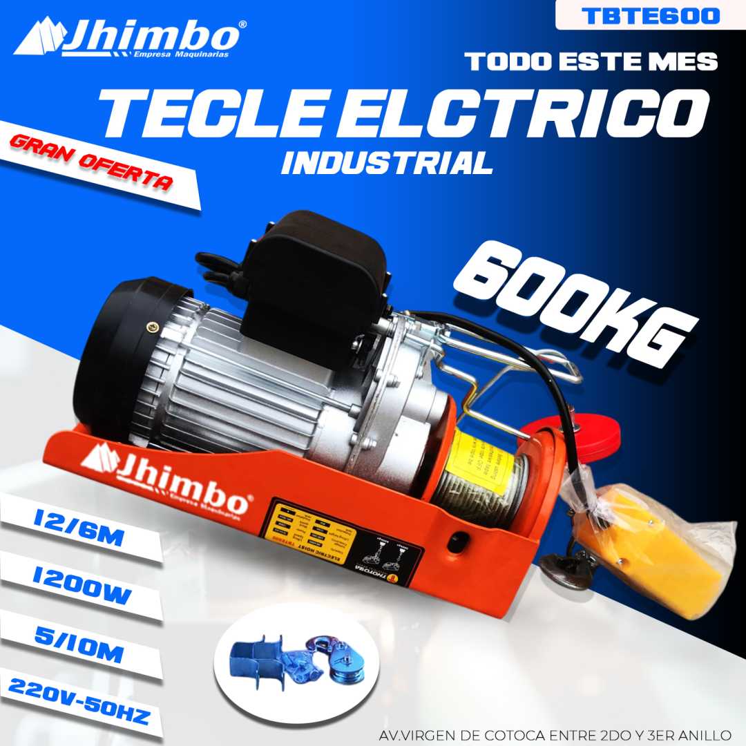 GUINCHE ELECTRICO 600KG INDUSTRIAL BOLIVIA