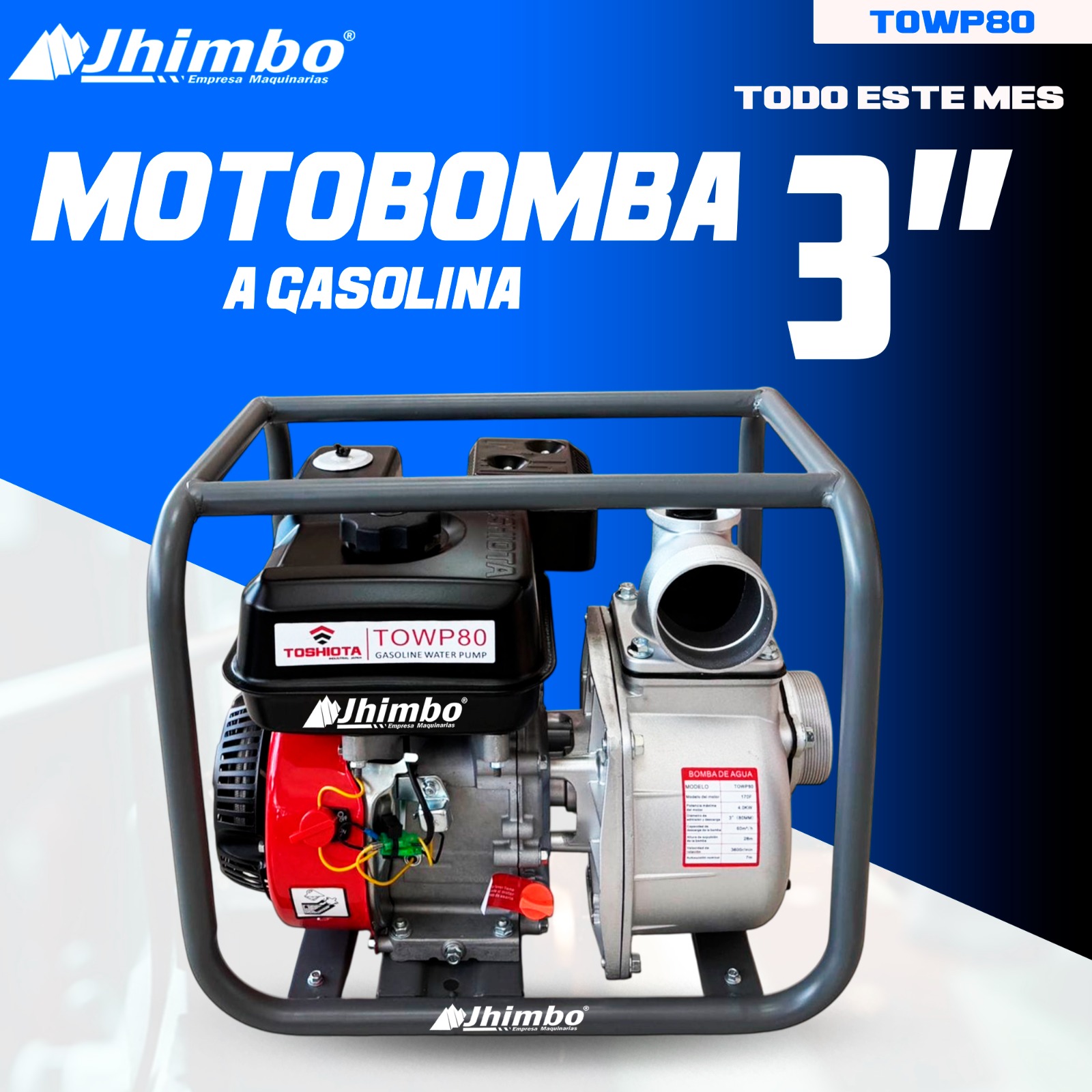 Motobomba de agua 3" Bolivia - Jhimbo Importadora