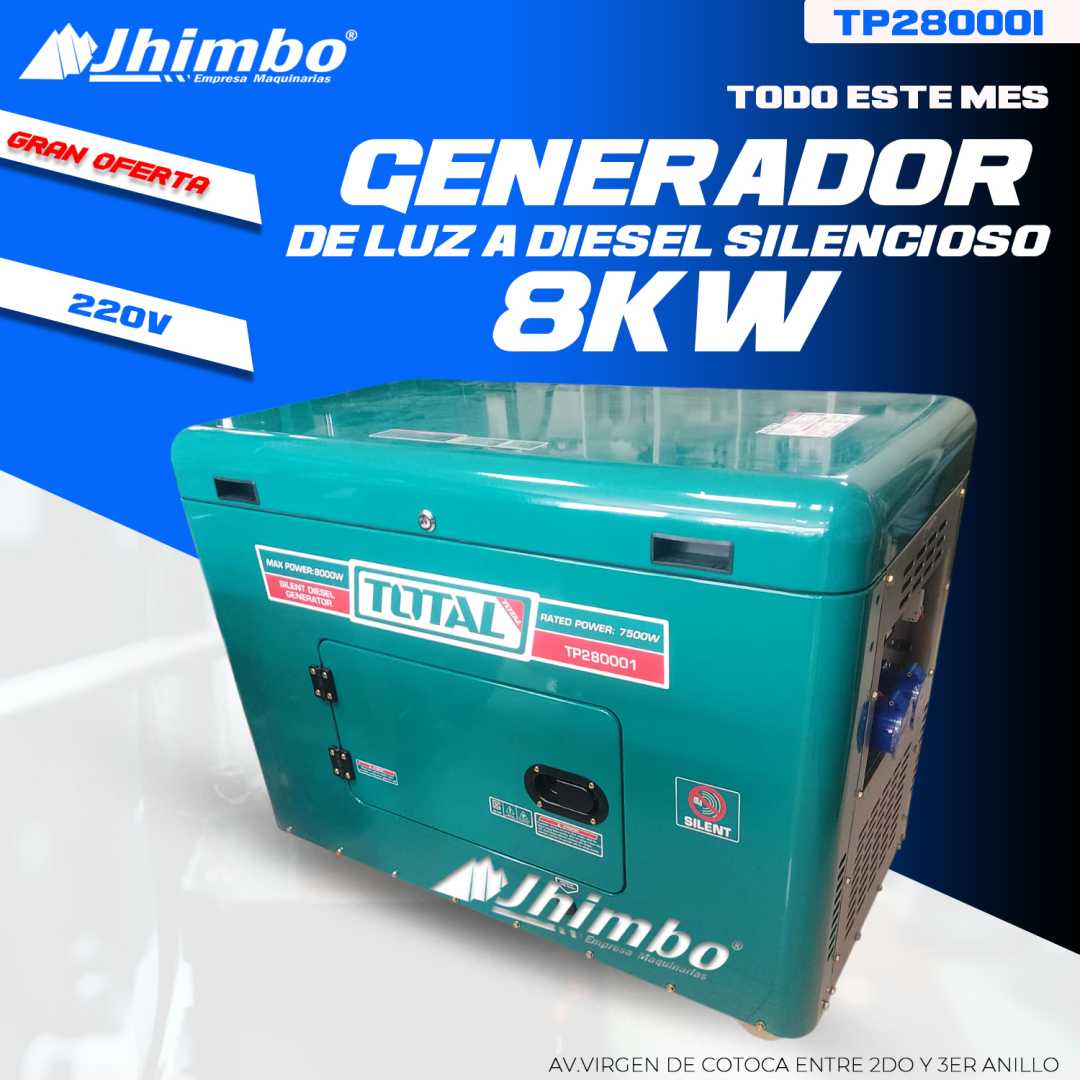 Generador electrico diesel 8.0kW Bolivia - Jhimbo Importadora