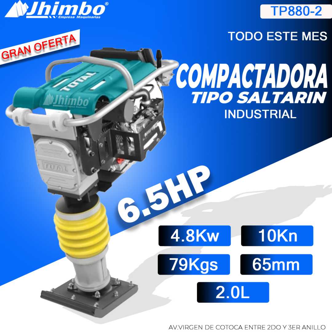 Compactadora industrial tipo saltarín de 6.5HP Bolivia - Jhimbo Importadora