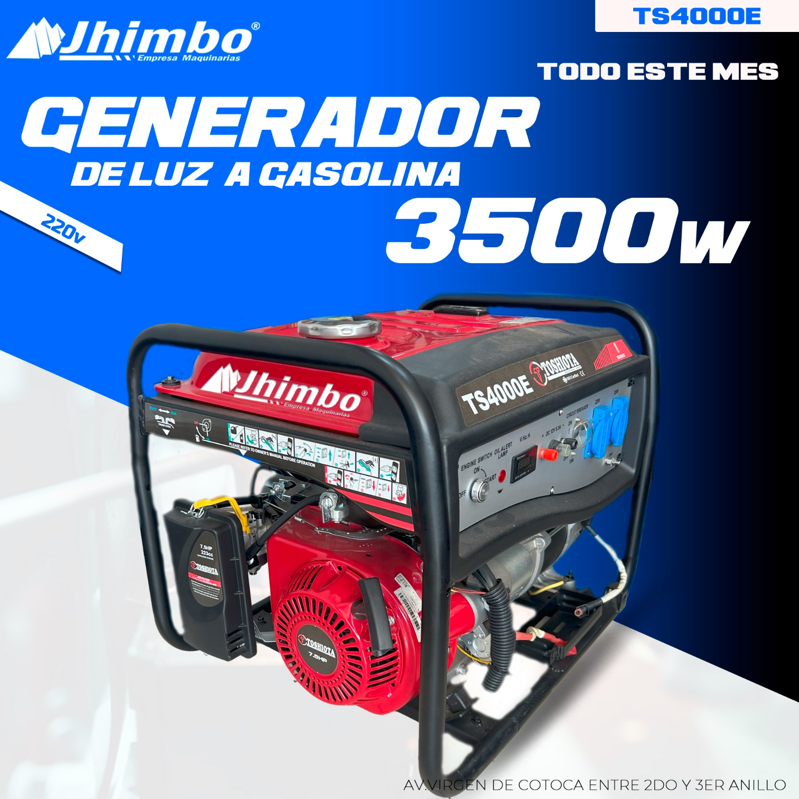 Generador de luz 3.5kW Santa Cruz - Jhimbo Importadora