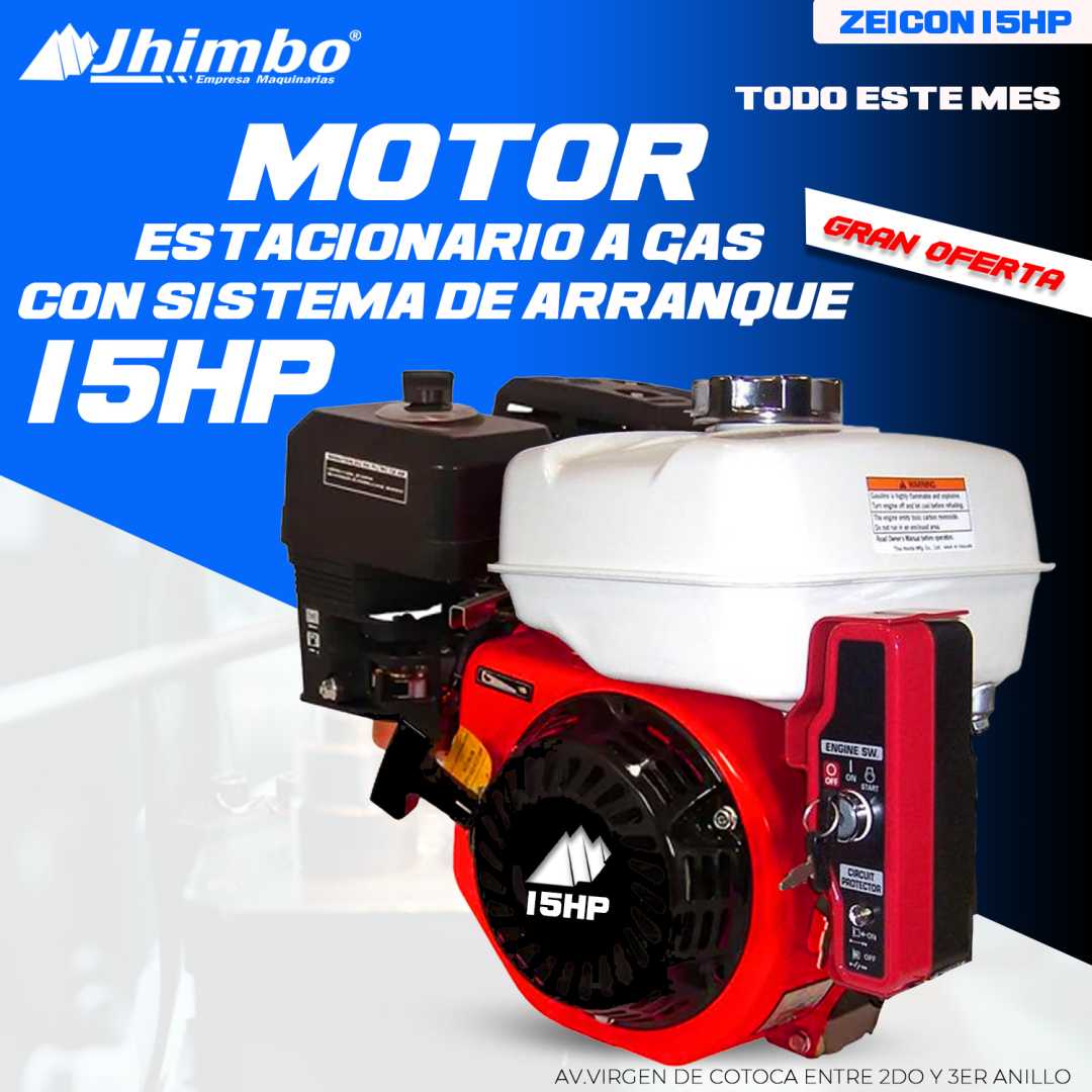 Motor estacionario a gas y gasolina 15HP Bolivia - Jhimbo Importadora