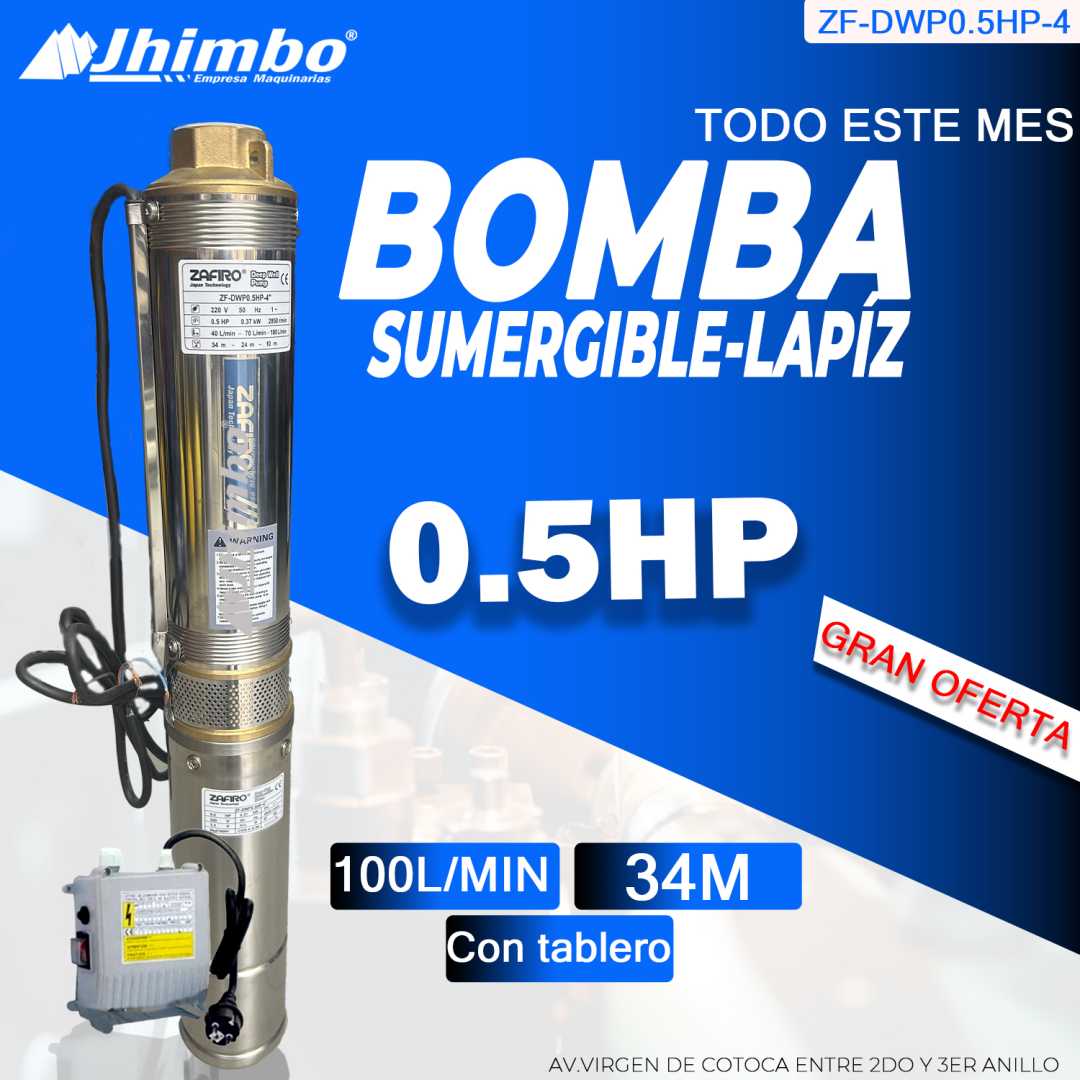 Bomba de agua sumergible 0,5HP Bolivia - Jhimbo Importadora