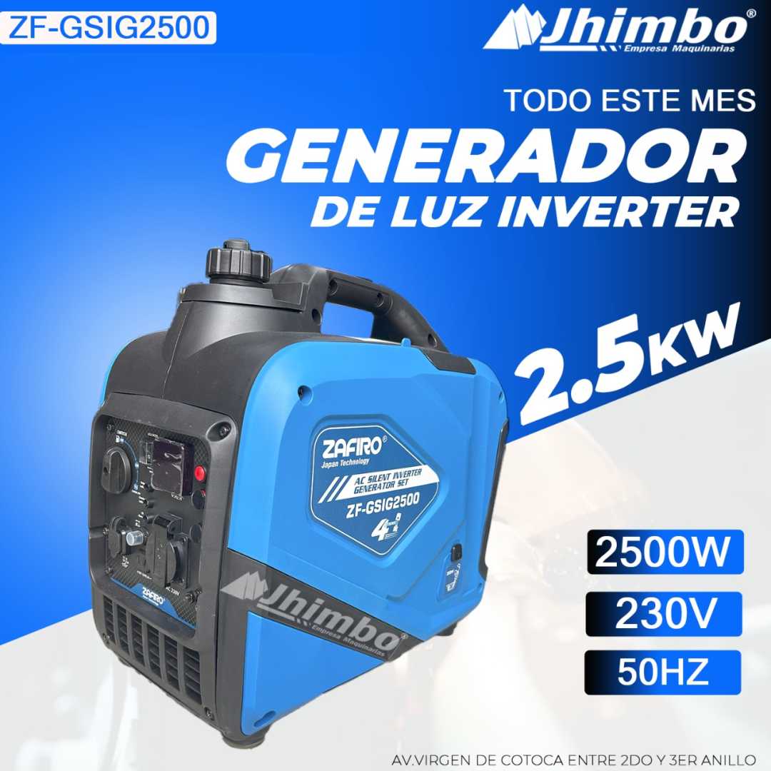 Generador de luz inverter 2500W Bolivia - Jhimbo Importadora